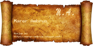 Marer Ambrus névjegykártya